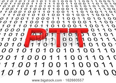 PTT in the form of binary code, 3D illustration