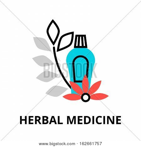 Modern flat editable line design vector illustration concept of herbal medicine icon for graphic and web design