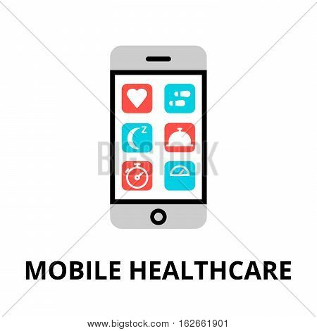 Modern flat editable line design vector illustration concept of mobile healthcare icon for graphic and web design