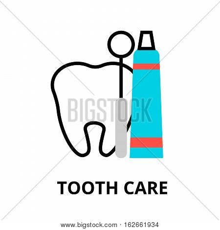 Modern flat editable line design vector illustration concept of tooth care icon for graphic and web design