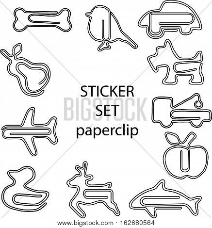Stickerset paper clip on white background isolated