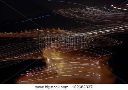 Lines of light achieved with the movement of the camera