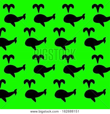 Background with little whales in green color