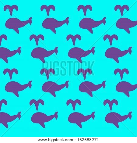 Background with little whales in blue color