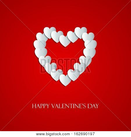 Happy Valentine Day greeting card with silve heart vector illustration of loving heart