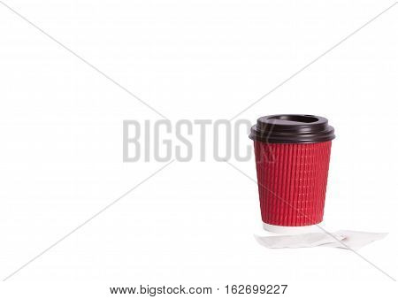 Disposable cup isolated on white background. Disposable tableware