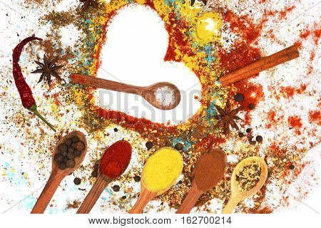 Spicy Fragrant Spices In Spoons