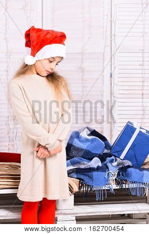 Serious Cute Blonde Christmas Girl