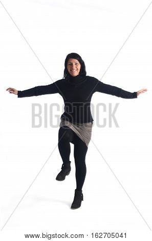 Woman with a balance on a  white background color