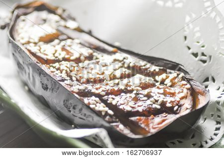 eggplant with Miso Glazenasu dengaku or grilled eggplant (Japanese food)