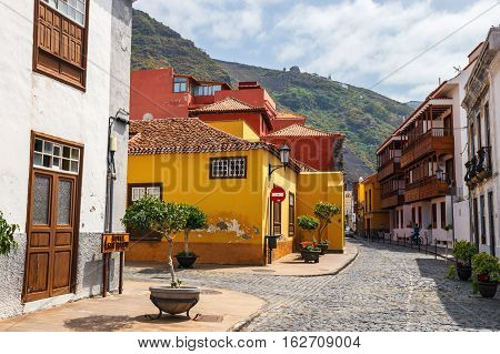 Garachico, Tenerife Island, Spain, 08 June 2015: Street Of Garachico Town On Tenerife Island, Canary