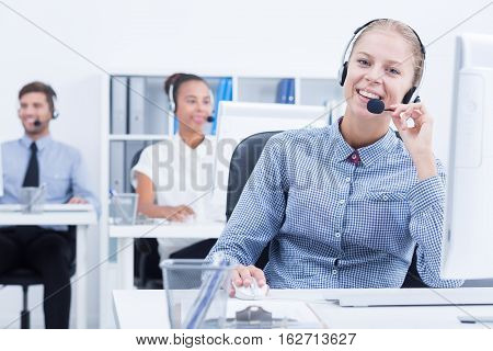Female Telemarketer At Work
