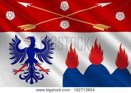 Flag of Orebro County in Nerke province of central Sweden. 3d illustration