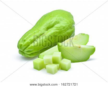 fresh chayote isolated on the white background