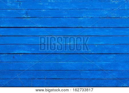 Background of rough planks painted in blue color