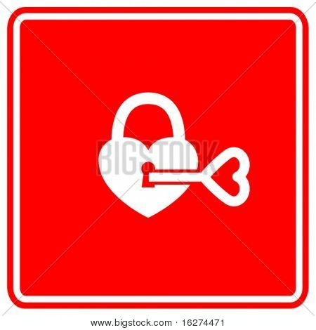 padlock heart and key sign
