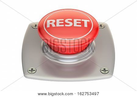 reset red button 3D rendering isolated on white background