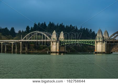 Siuslaw River Bridge From The Florence Marina Oregon