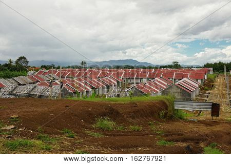 house building connstruction under development in near mountain in bogor indonesia photo