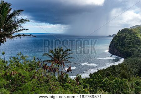 Rainshower off the coast of the Pololu Valley