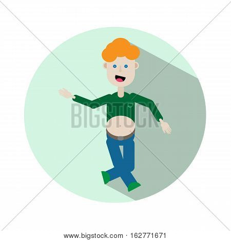 Irish step flat icon with redhead dancer