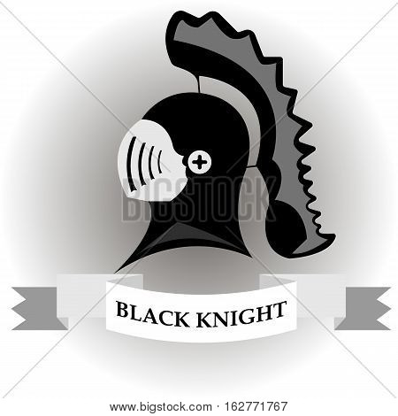 Black knight head in helmet circle emblem