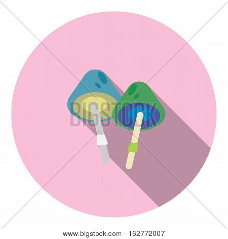 Two mushrooms natural circle isolated flat icon