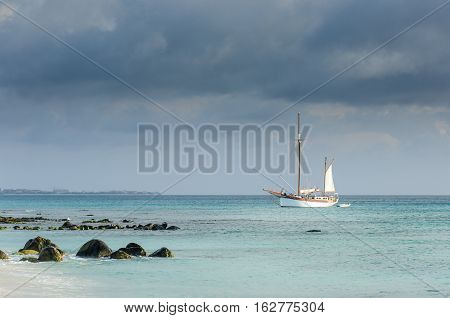 Picture Showing A Big Sailboat On Sea
