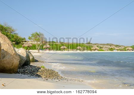 View Of Rocks From Baby Beach On Aruba Island