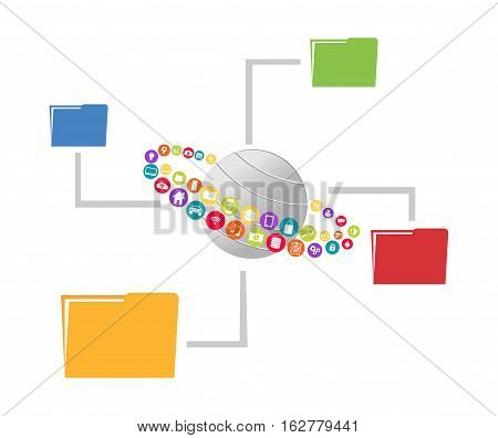 Cloud service. File sharing or management concept.