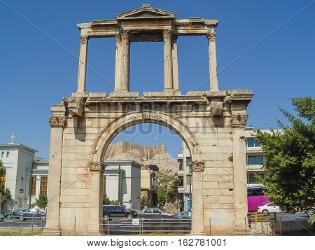 The Adrianou Gate By Night In Athens