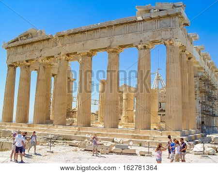 Exterior View Of The Parthenon Temple At The Acropolis
