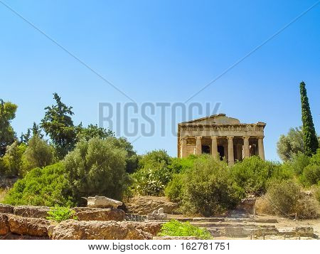 The Hephaistos Temple Near The Acropolis In Athens
