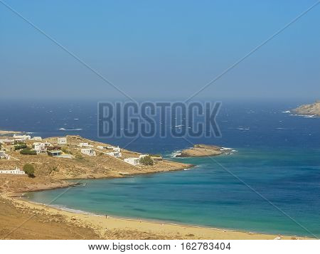 Ftelia Beach In Mykonos Aegean Sea In Greece