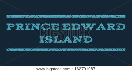Prince Edward Island watermark stamp. Text caption between horizontal parallel lines with grunge design style. Rubber seal stamp with scratched texture.