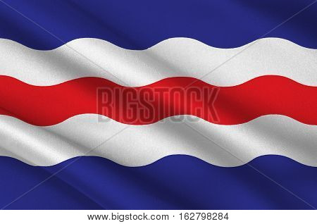 Flag of Medelpad is a historical province of Sweden. 3d illustration