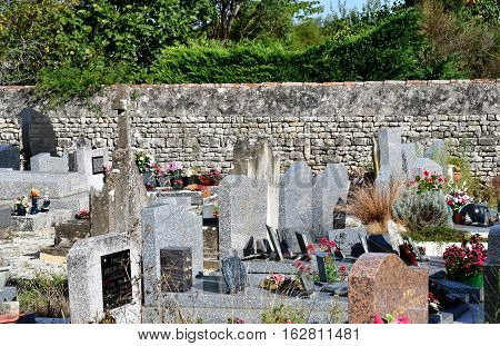 Loix France - september 26 2016 : the cemetery