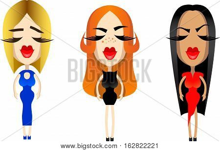 beautiful girls icons for design woman lips