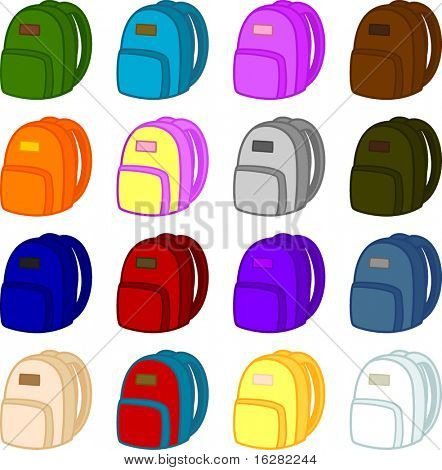 Rucksack-Farben-Satz