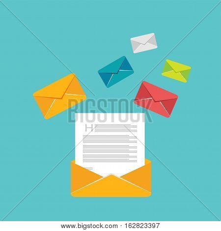 Reading inbox messages. Email vector icon. Open new message.