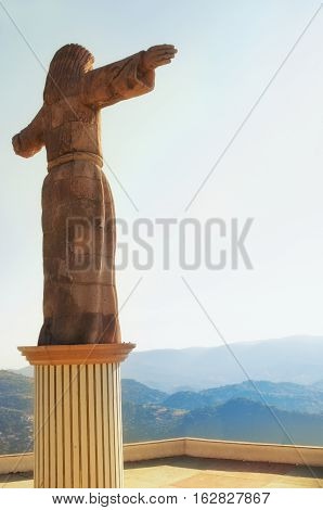 Monumental Christ At Atachi Hills. Taxco, Mexico