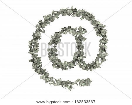 digits and characters from dollars. dollars .isolate on white background. 3d rendering