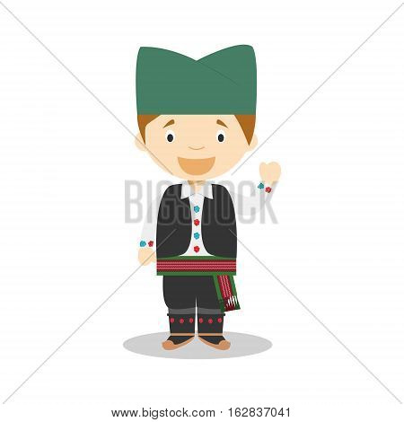 Character from Serbia dressed in the traditional way Vector Illustration. Kids of the World Collection.