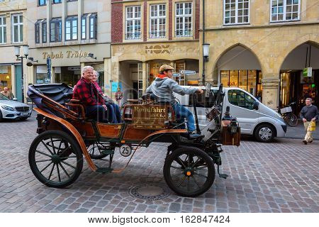 Historic Horse Carriage In Muenster, Westphalia, Germany