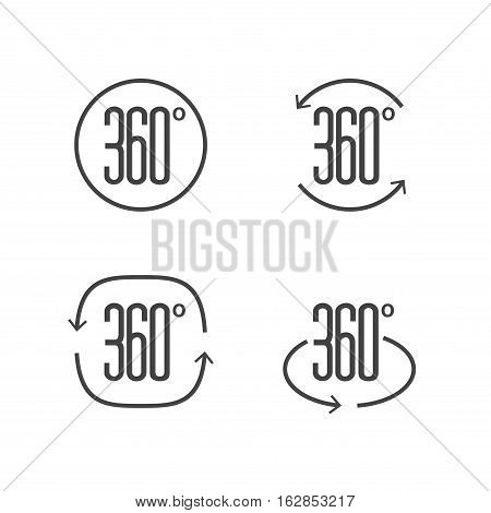 360 degrees view sign icon design. Vector symbol of rotation virtual 3d.