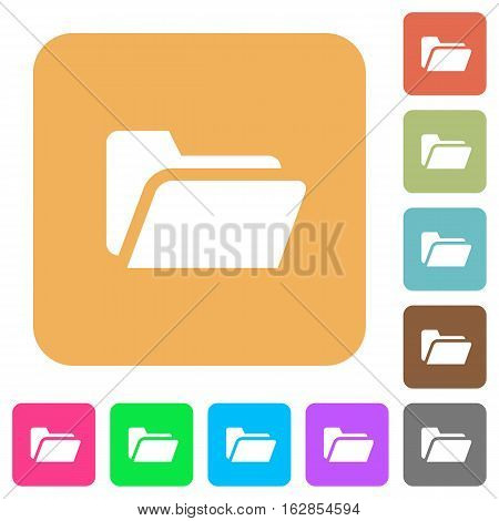 Folder open icons on rounded square vivid color backgrounds.