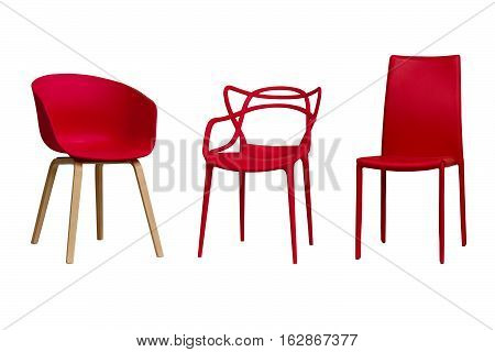 Red chairs. Part 1. Isolated white background.
