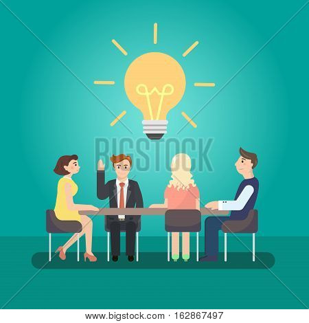 Business man meeting at a big conference desk. Startup company. People working together.