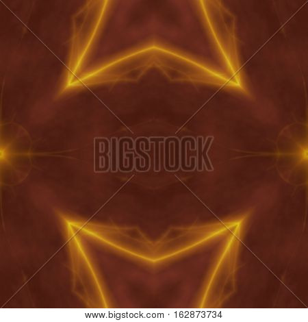Brown and orange symmetrical geometric abstraction chaos mandala image