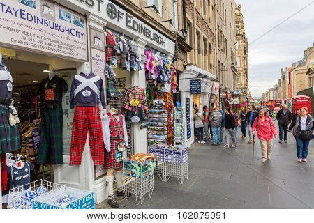 Shops At The Royal Mile In Edinburgh, Scotland